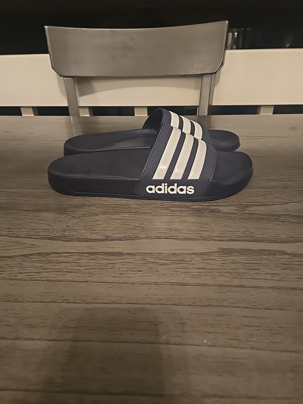 Adidas Adilette Slide Sandals in Navy with White Stripes